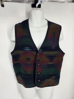 VTG 90s Basic Elements Southwestern Vest Large Aztec Geometric Gorpcore Boho